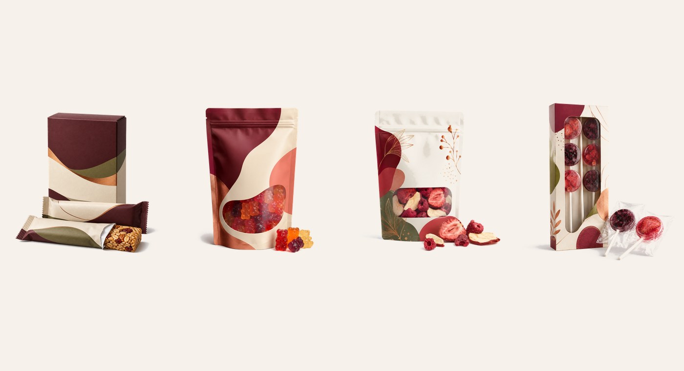Examples of packaged fruit snack concepts