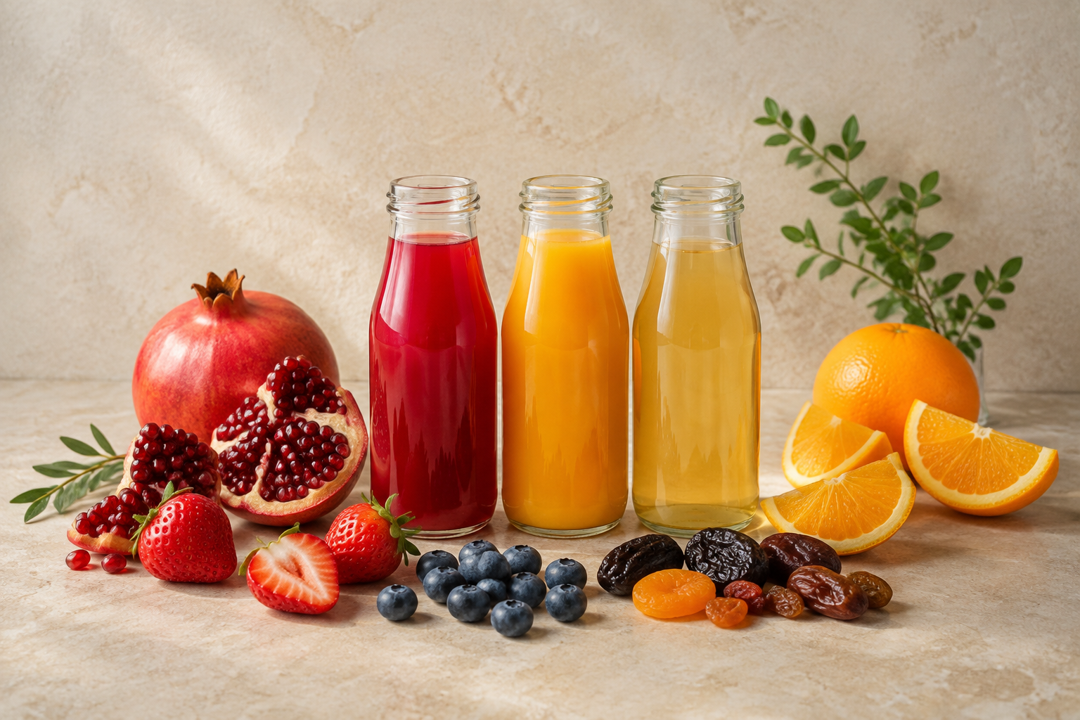 Organic fresh fruit, dried fruit and juice options